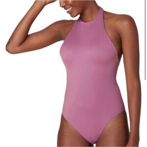 Andie The Luzon One-Piece Halter Swimsuit Cactus Flower Purple Mauve Size‎ L
